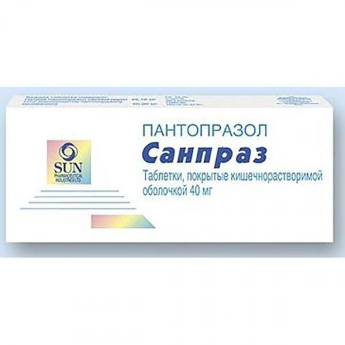 Санпраз таблетки кишечнораств. п/о плён. 40мг 30шт SUN Pharmaceutikal Industries Ltd