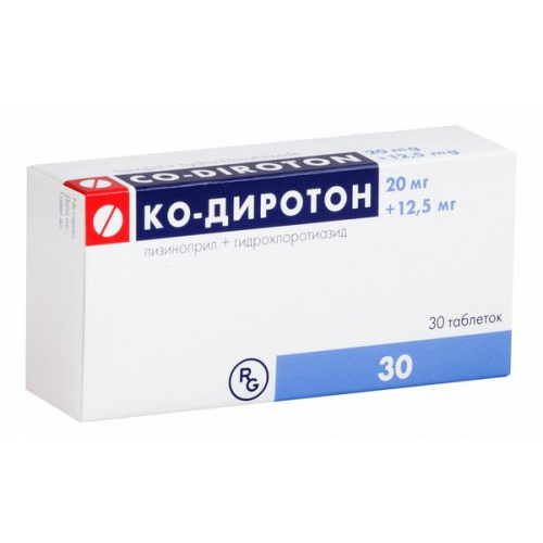 Ко-диротон таблетки 20мг+12,5мг 30шт Grodzisk Pharmaceutical Polfa/Гедеон-Рихтер