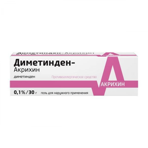 Диметинден-Акрихин гель д/нар. прим. 0.1% туба 30г Медана Фарма А.О
