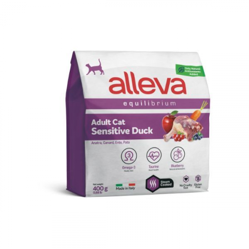 Корм сухой для взрослых кошек с уткой Equilibrium Sensitive Alleva/Аллева 400г Diusapet srl