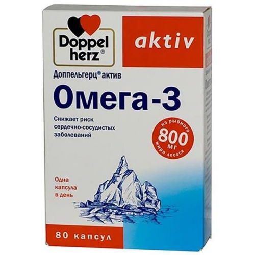 Омега-3 Activ Doppelherz/Доппельгерц капсулы 80шт Queisser Pharma