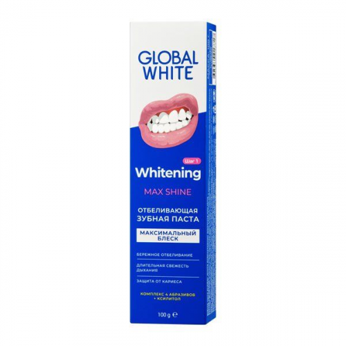 Паста зубная отбеливающая Max shine Global White/Глобал вайт 100г Зеленая Дубрава ЗАО