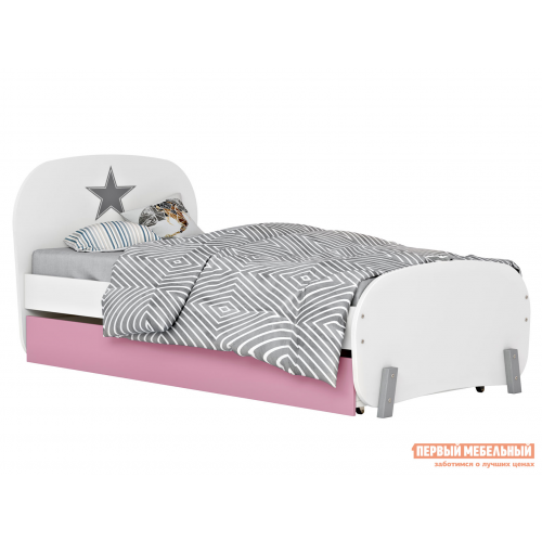 Детская кровать Мирум с ящиком Белый / Розовый