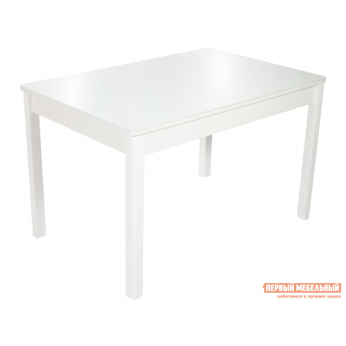 Кухонный стол Гамбург СВ Стекло Белое / Опоры Белые