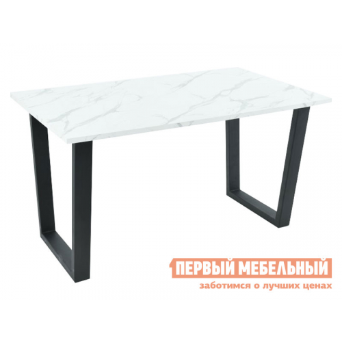 Кухонный стол Родос Белый камень / Черный муар