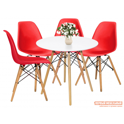 Обеденная группа для столовой и гостиной EAMES Белый / Красный