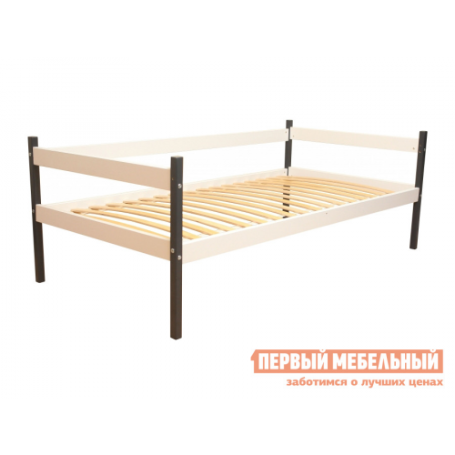 Детская кровать Тарти Белый / Антрацит, Без ящиков, Без бортика