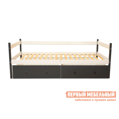 Детская кровать Тарти Белый / Антрацит, С ящиками, Без бортика