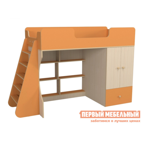 Кровать-чердак Тернер Оранжевый / Дуб млечный