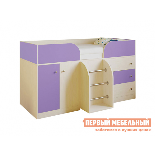 Кровать-чердак Астра 5 Дуб Молочный, Фиолетовый