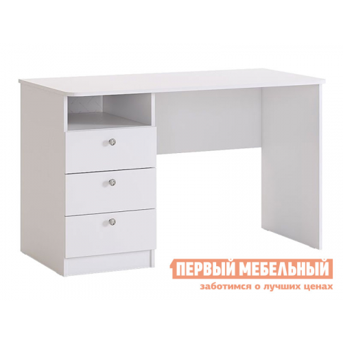 Письменный стол Гламур Белый / Белый глянец, Без надстройки