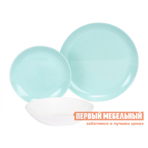 Комплект столовой посуды Дивали Light Turquoise 18 предметов Бирюзовый / Белый
