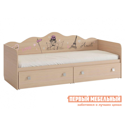 Детская кровать Амели Дуб Млечный, Без бортика