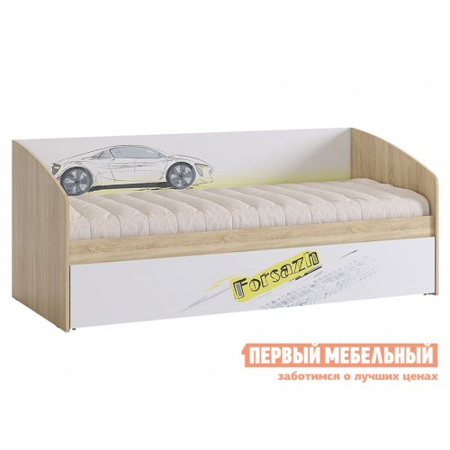 Детская кровать Форсаж Дуб Сонома / Белый, Без бортика