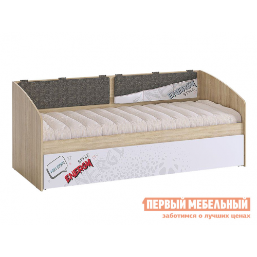 Детская кровать Энерджи Дуб Сонома / Белый, Без бортика