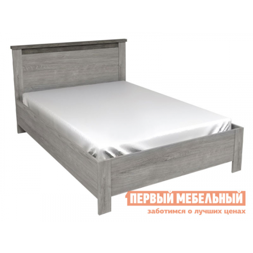 Двуспальная кровать Денвер Риббек серый / Камень темный, 120х200 см, С основанием, Без подъемного механизма