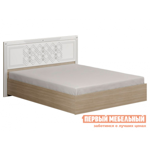 Двуспальная кровать Бьянка Дуб Сонома светлый / Белый глянец, С подъемным механизмом