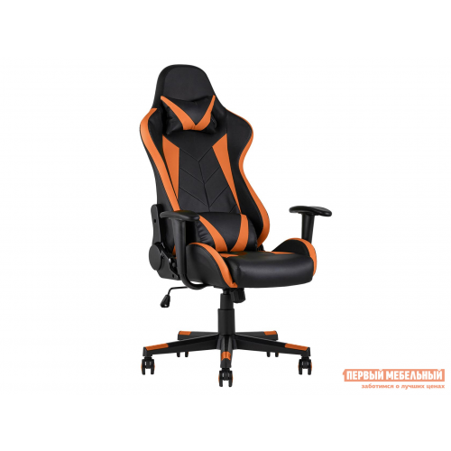 Игровое кресло TopChairs Gallardo Черный, экокожа / Оранжевый, экокожа