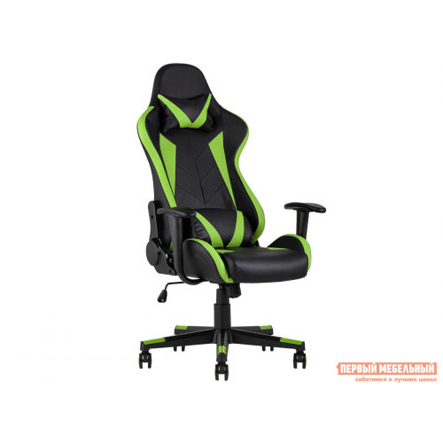 Игровое кресло TopChairs Gallardo Черный, экокожа / Зеленый, экокожа