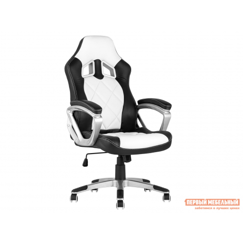 Игровое кресло TopChairs Continental Черный, экокожа / Белый, экокожа