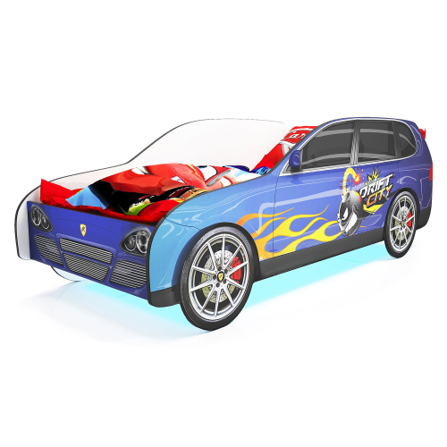 Кровать-машина Джип Синий (Porsche Cayenne), С подсветкой дна
