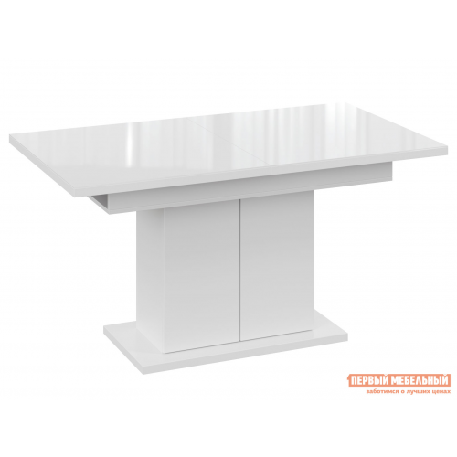 Кухонный стол Детройт Тип 2 Белый / Белый глянец, стекло