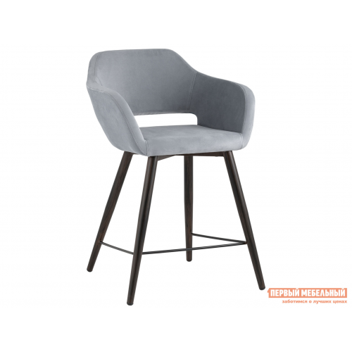 Барный стул Саймон Серый, велюр / Коричневый, металл