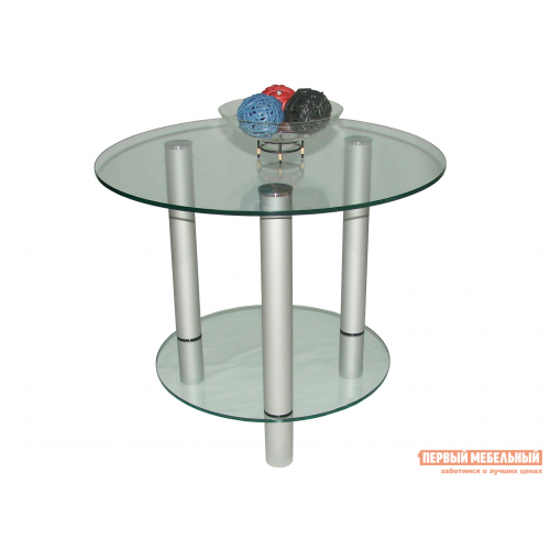 Журнальный столик Танго 2 Металлик / Прозрачное стекло