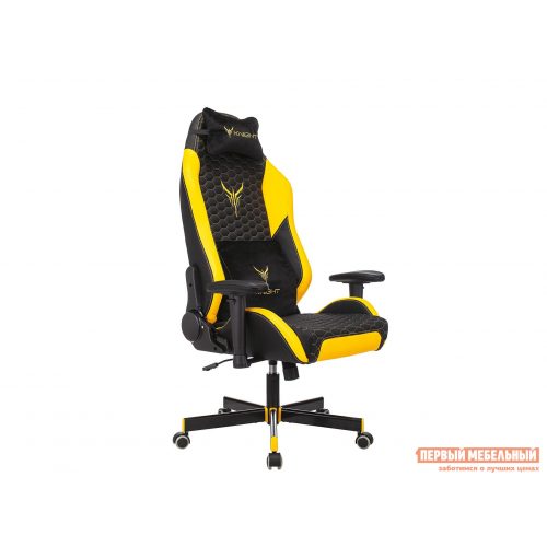 Игровое кресло KNIGHT NEON Черный, экокожа / Желтый, экокожа