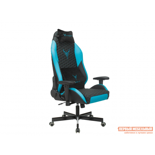 Игровое кресло KNIGHT NEON Черный, экокожа / Голубой, экокожа
