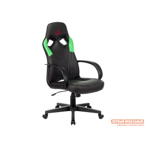 Игровое кресло ZOMBIE RUNNER Черный, экокожа / Зеленый, экокожа