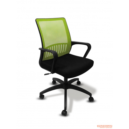 Офисное кресло MC-201 TW-11 Черный, ткань / TW-03A Салатовый, сетка