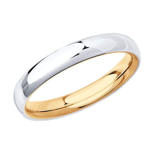 Обручальное кольцо SOKOLOV из комбинированного золота, comfort fit, 4 мм