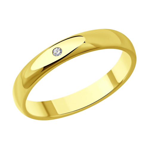 Обручальное кольцо SOKOLOV из золочёного серебра с бриллиантом