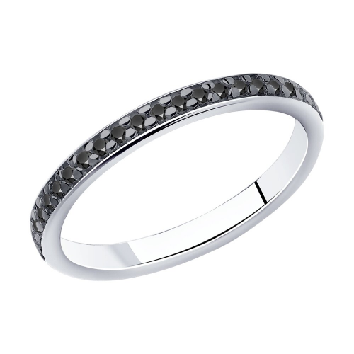 Серебряное кольцо с чёрными фианитами SOKOLOV