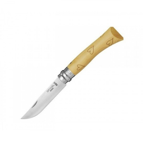 Нож складной Opinel Tradition Nature №07, 8 см, рукоять самшит, рис. сердце
