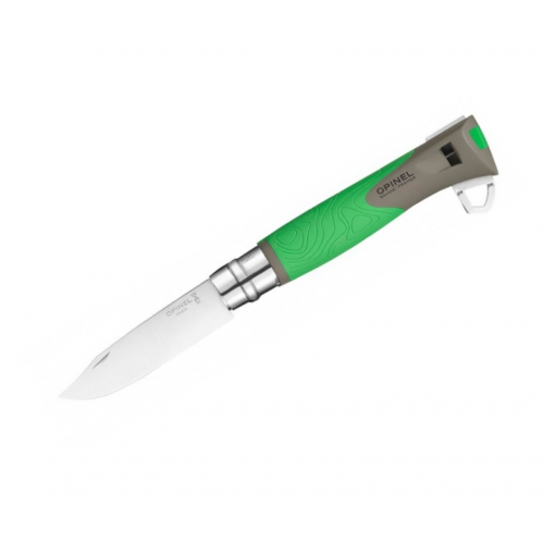 Нож складной Opinel Specialists Explore №12, 10 см, свисток, стропорез, зеленый/серый