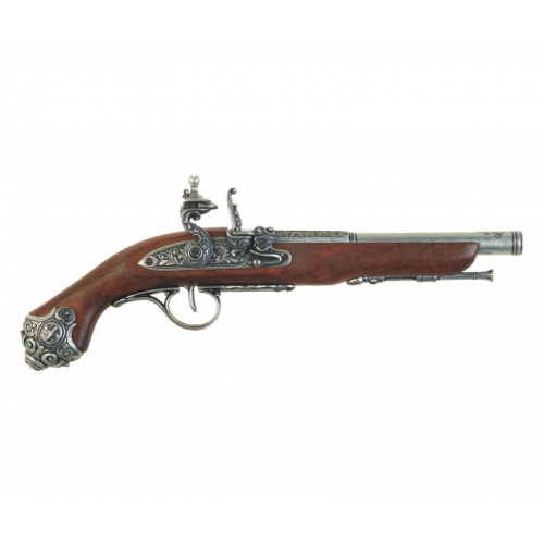Denix Макет пистолет кремневый, никель (XVIII век) DE-1077-G