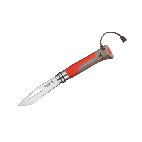Нож складной Opinel Specialists Outdoor №08, 8,5 см, рукоять пластик, свисток, красный