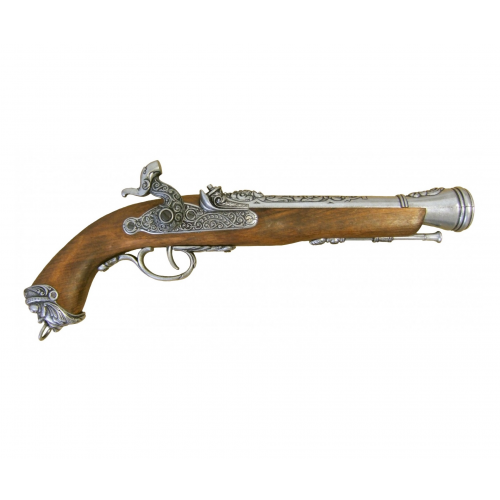 Denix Макет пистолет кремневый, никель (Италия, XVIII век) DE-1104-G