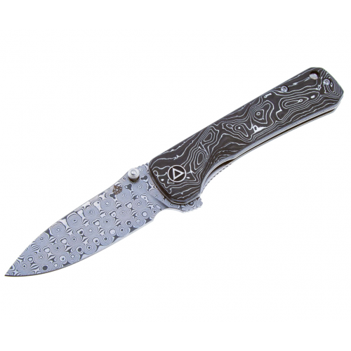 Нож складной QSP Knife Hawk 8,2 см, сталь Damascus, рукоять Carbon Dark Gray