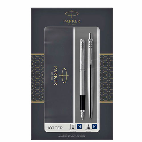 2093258 Набор Parker (Паркер) Jotter Core Stainless Steel CT из перьевой и шариковой ручек