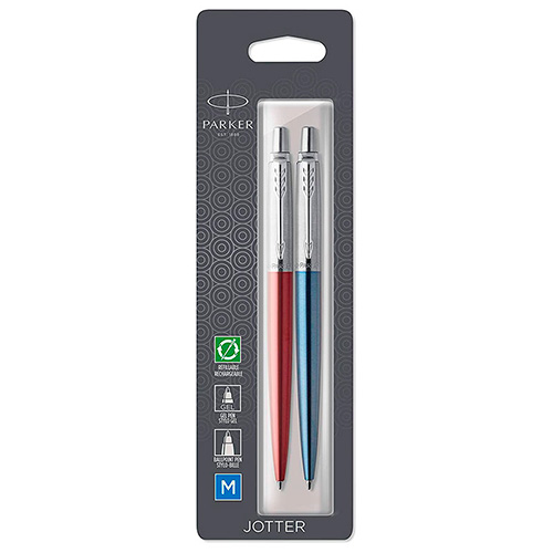 2033154 Набор из шариковой и гелевой ручек Parker (Паркер) Jotter London Duo Kensington Red CT и Royal Blue CT