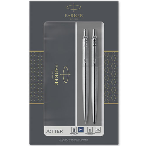 2093256 Набор Parker (Паркер) Jotter Core Stainless Steel CT из шариковой ручки и механического карандаша