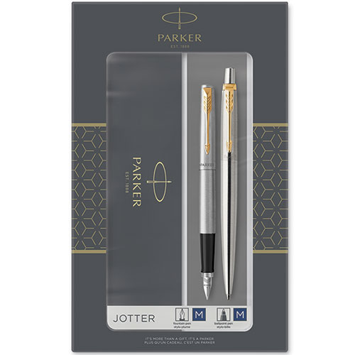 2093257 Набор Parker (Паркер) Jotter Core Stainless Steel GT из перьевой и шариковой ручек