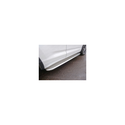 Боковые подножки, пороги с площадкой (нержавеющая сталь) 75х42 мм Компания ТСС TOYHIGHL14-24 Toyota Highlander 2014 - 2016