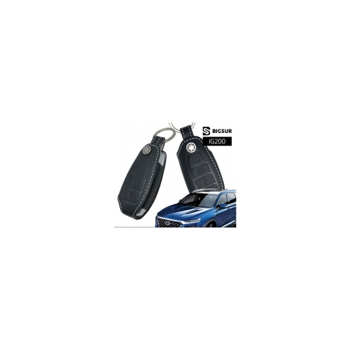 Чехол для ключа (кожа, черный) Bigsur IG200 для Санта Фе 4 (Hyundai Santa Fe 2018 - 2019)