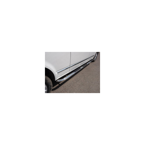 Боковые подножки, пороги овальные гнутые с накладкой 75х42 мм Компания ТСС VWTRANS17LONG-27 Volkswagen T6 Transporter 2015-