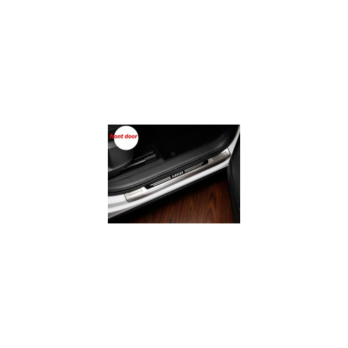 Накладки на дверные пороги (на метал), с логотипом, нерж. сталь 4 части. Логотипа - Black. OEM-Tuning 37486 для SKODA KODIAQ (2017 - по н. в.)