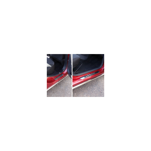Накладки на пороги (лист зеркальный, надпись Logan) Компания ТСС RENLOG18-03 Renault Logan 2018-